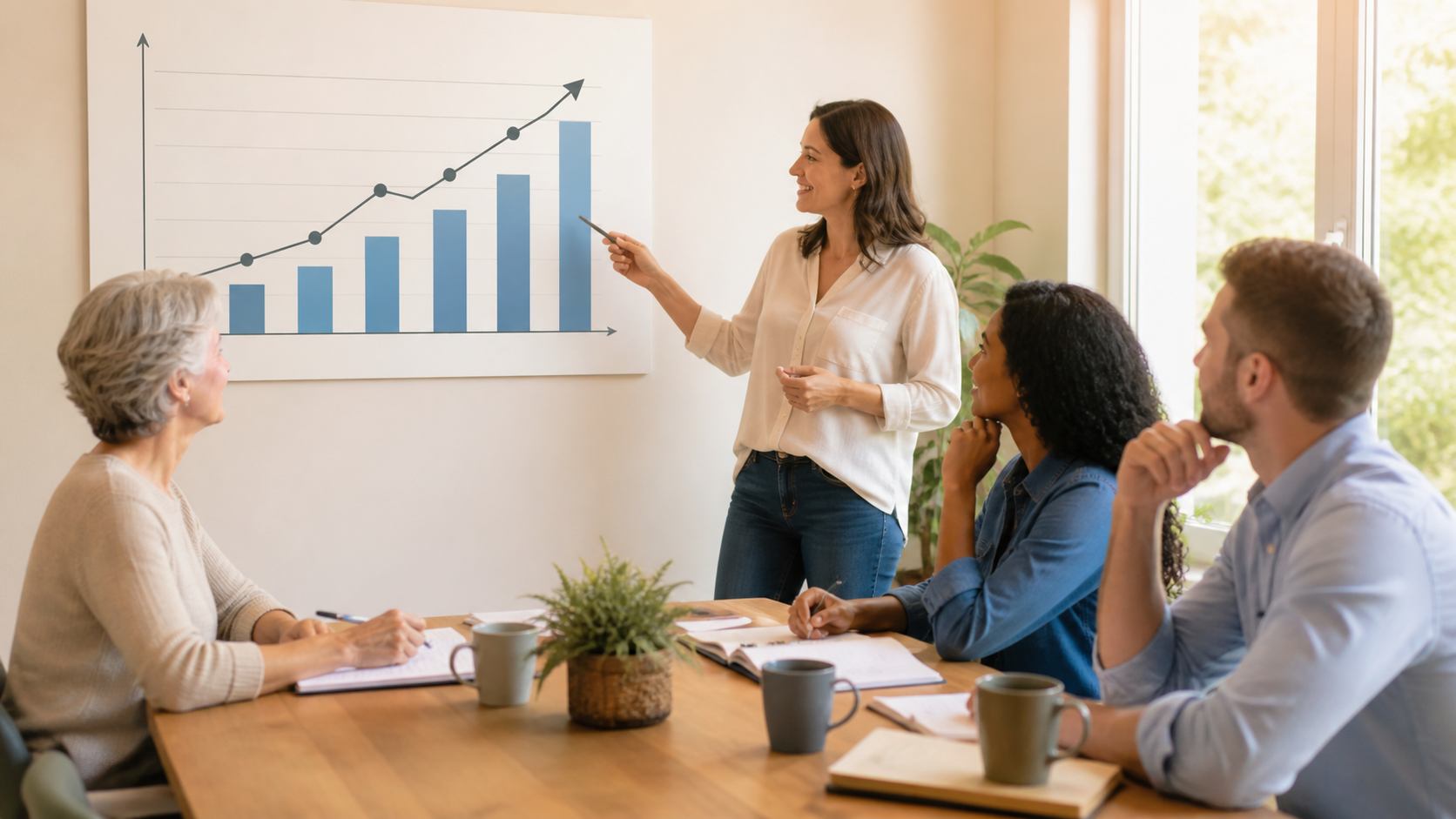 Equipe de home care planejando uma estratégia de marketing