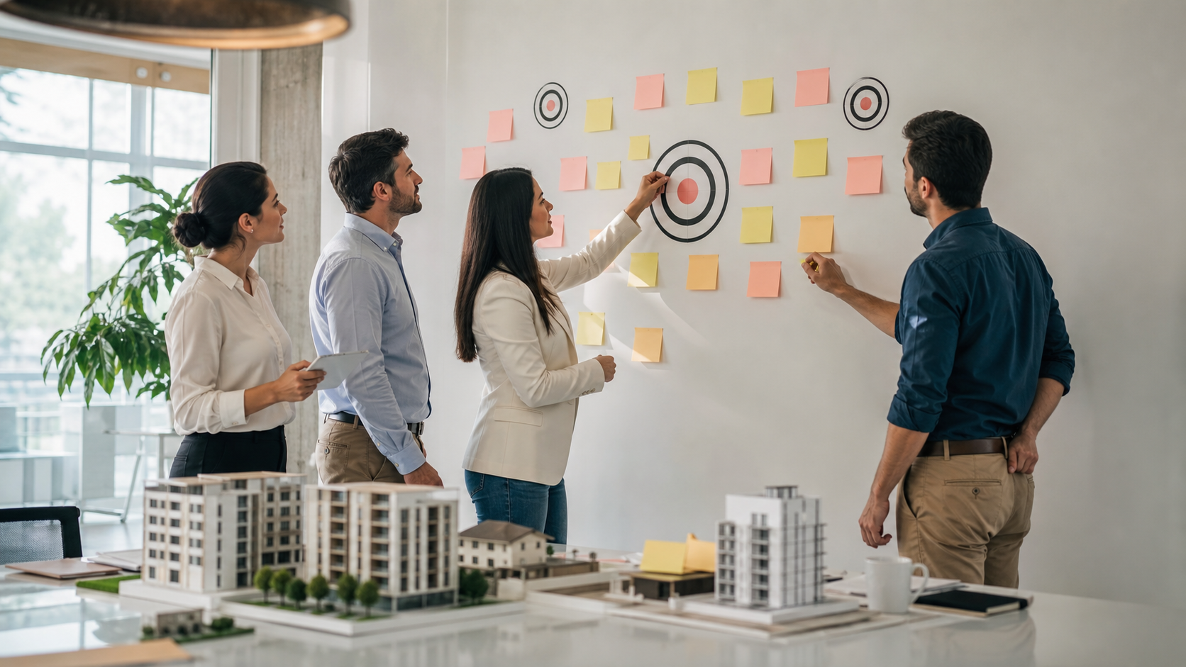 Equipe definindo objetivos de campanha