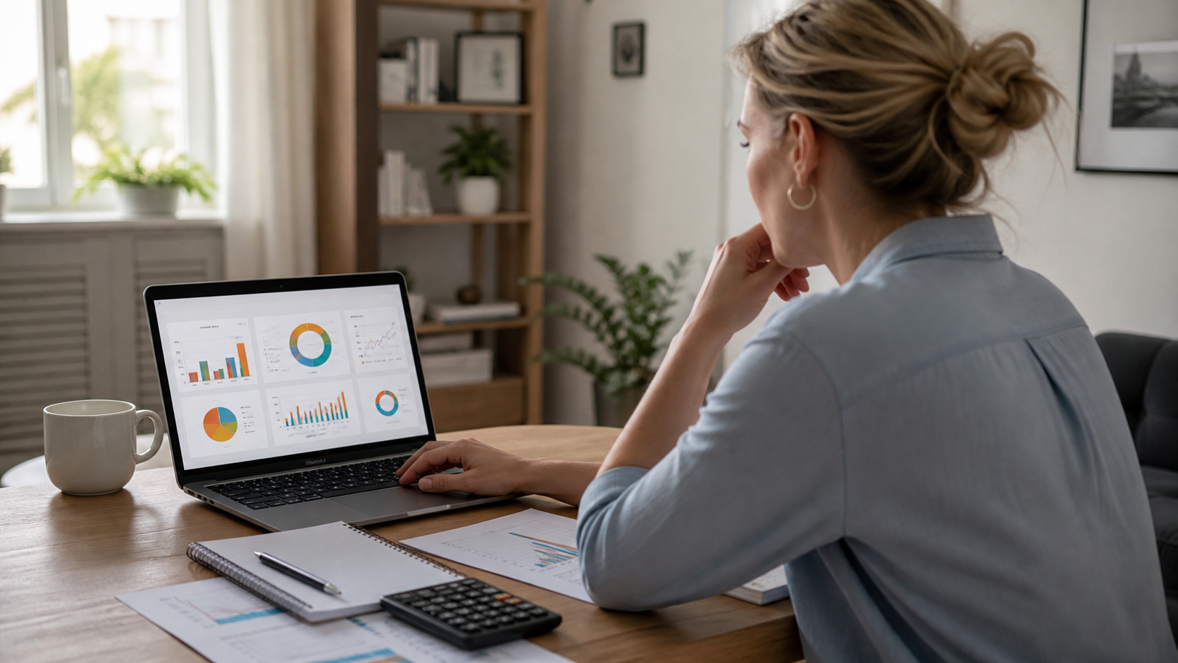 Gestor analisando métricas de marketing de home care