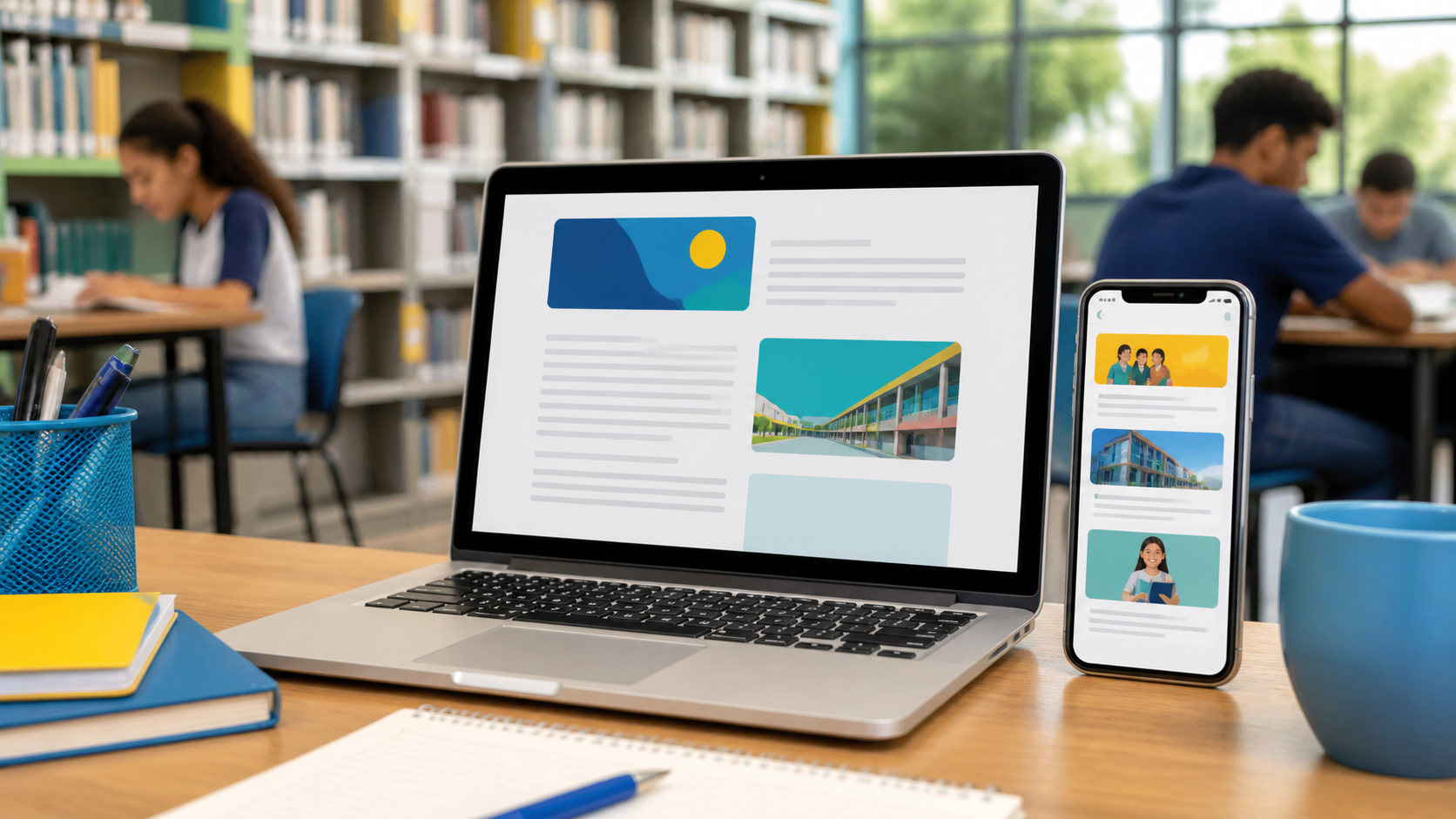 Conteúdo educativo e anúncios em dispositivos