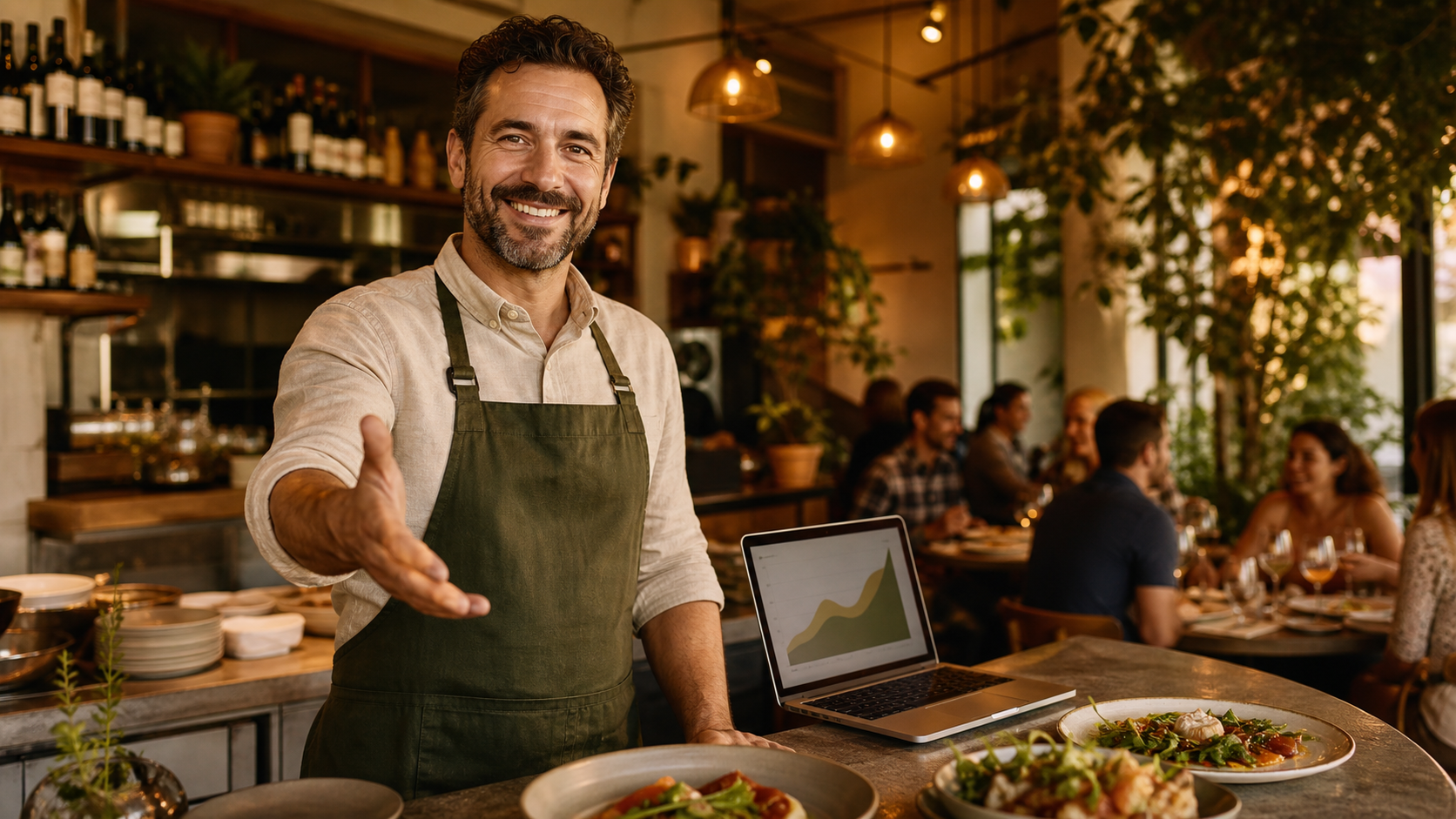Restaurante recebendo novos clientes após campanha