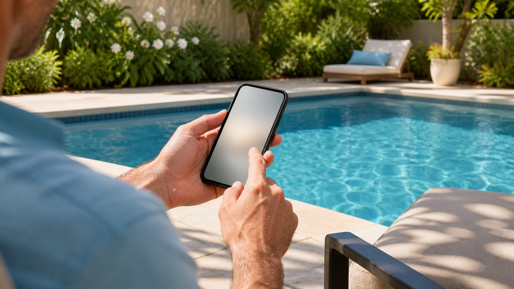 Cliente procurando ajuda para cuidar da piscina