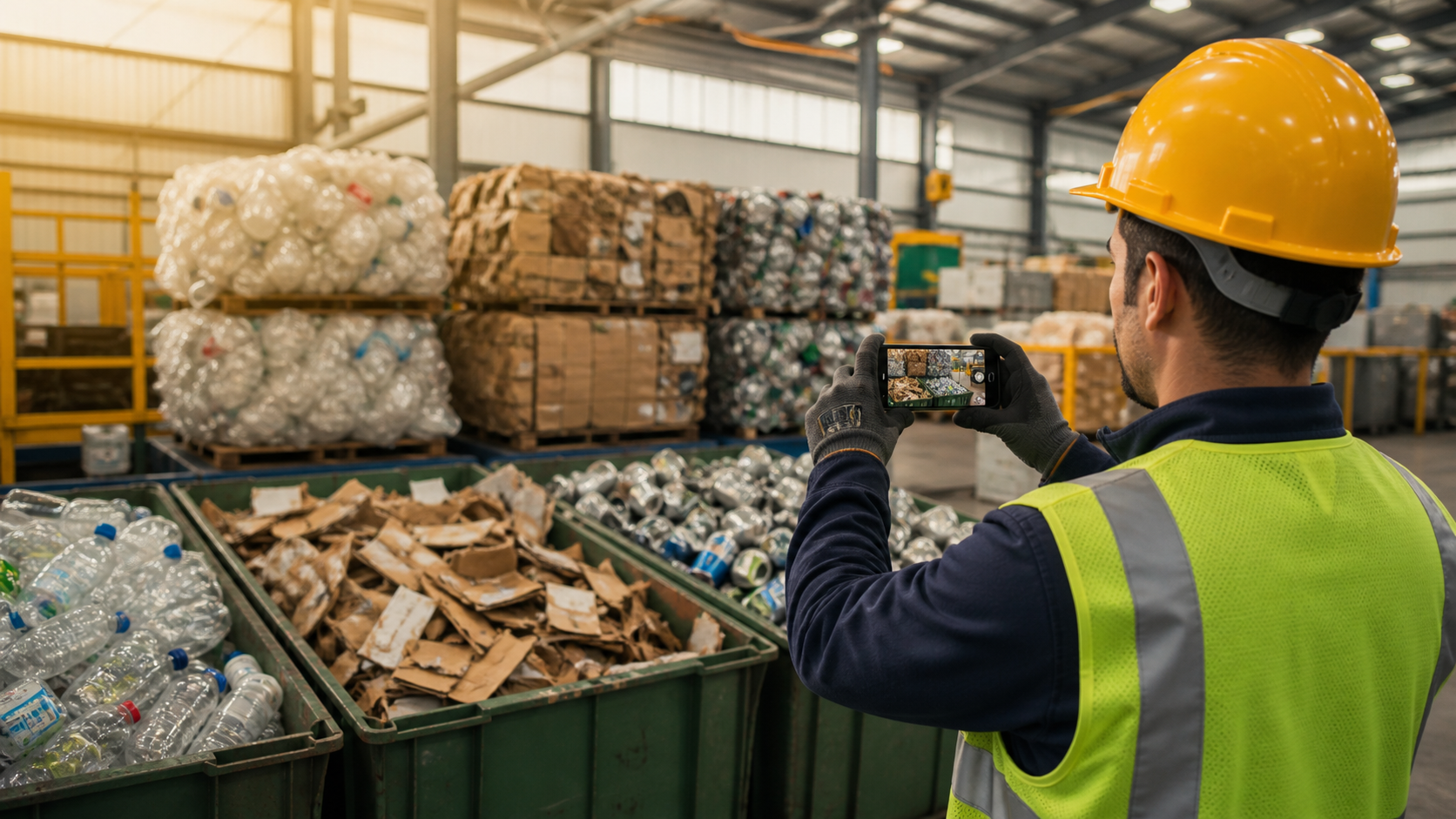 Profissional criando anúncio para coleta de materiais recicláveis