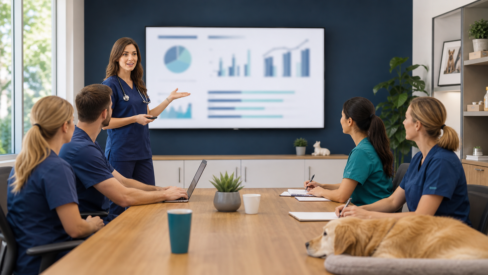 Apresentação de relatório de campanha para equipe veterinária
