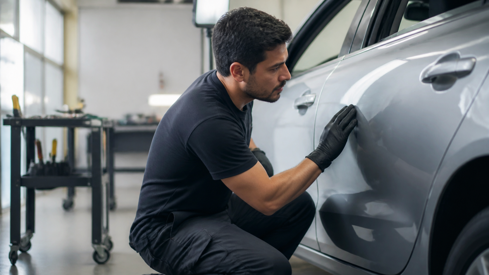Cliente conversando com técnico sobre reparo automotivo