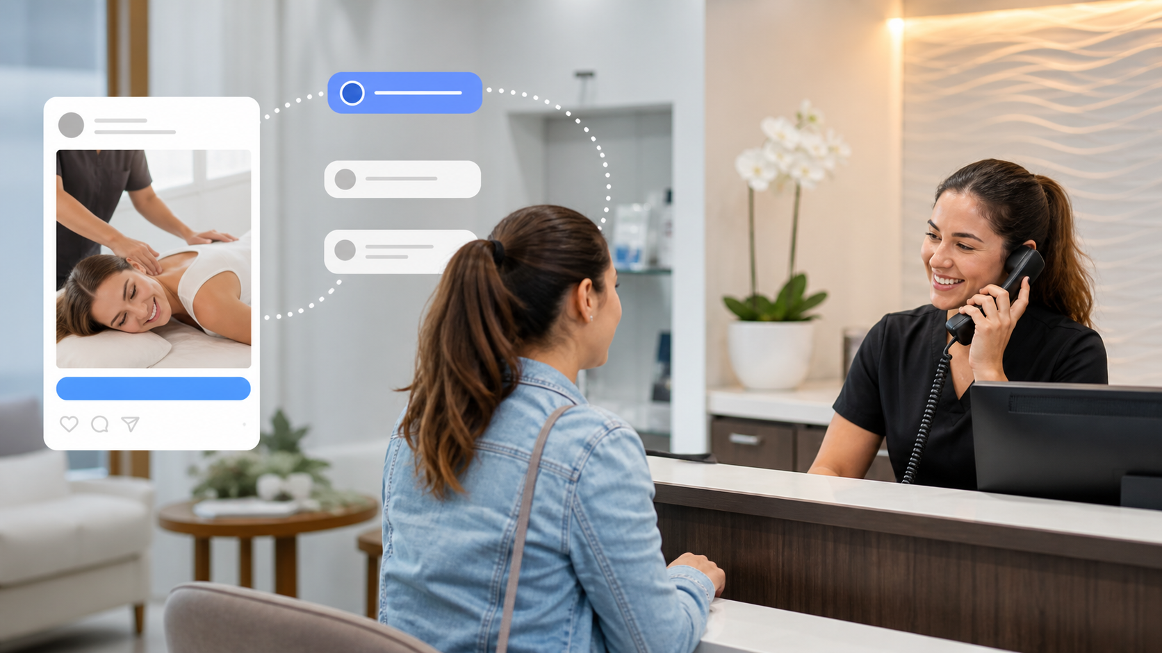 Especialista comparando plataformas de anúncios em computador e celular