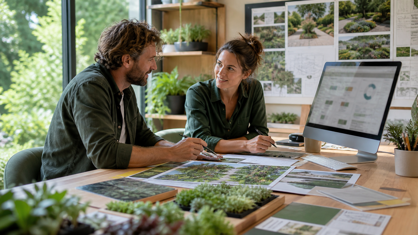 Criação de anúncios com imagens de jardins