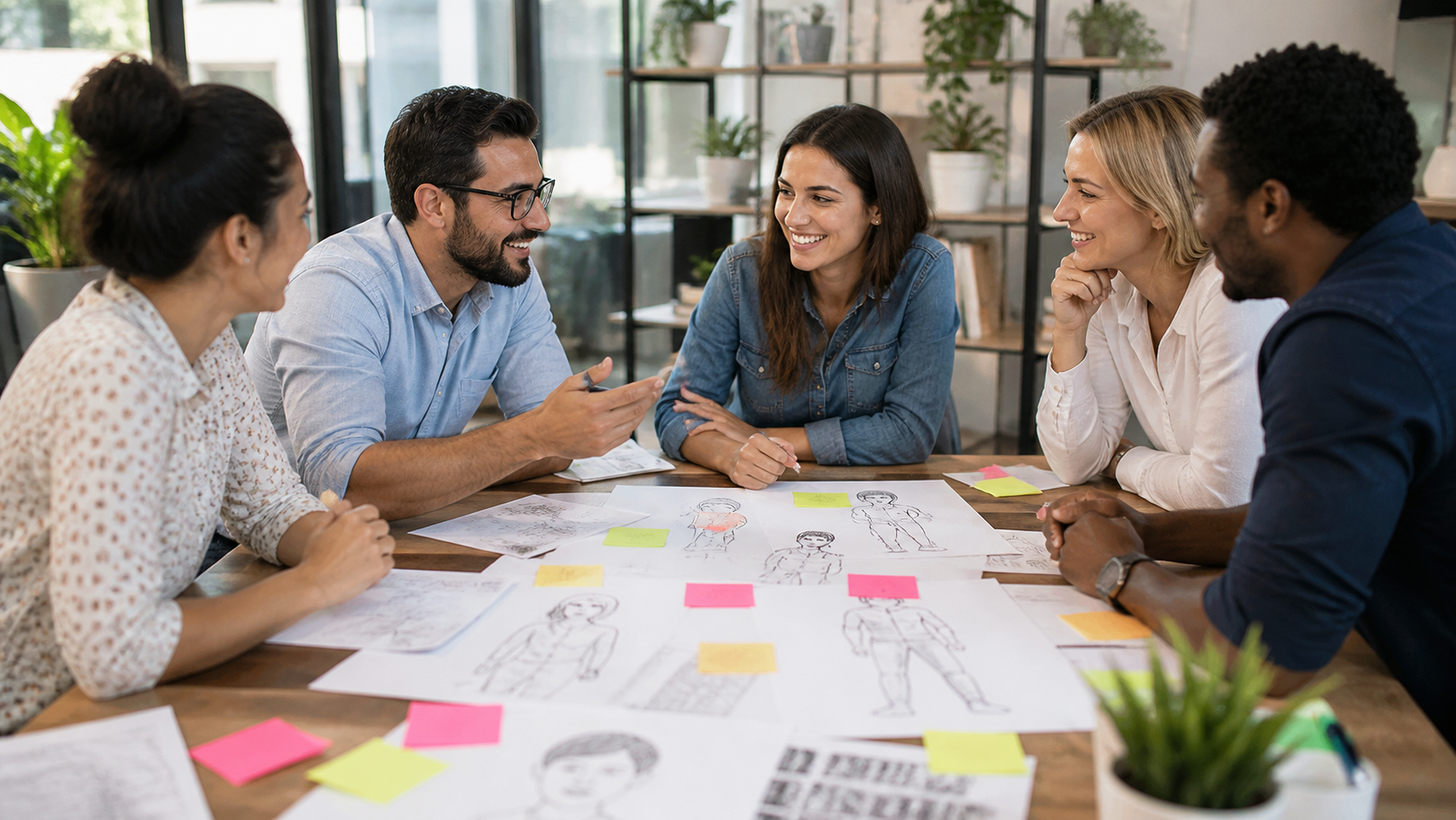 Equipe definindo o público de uma empresa
