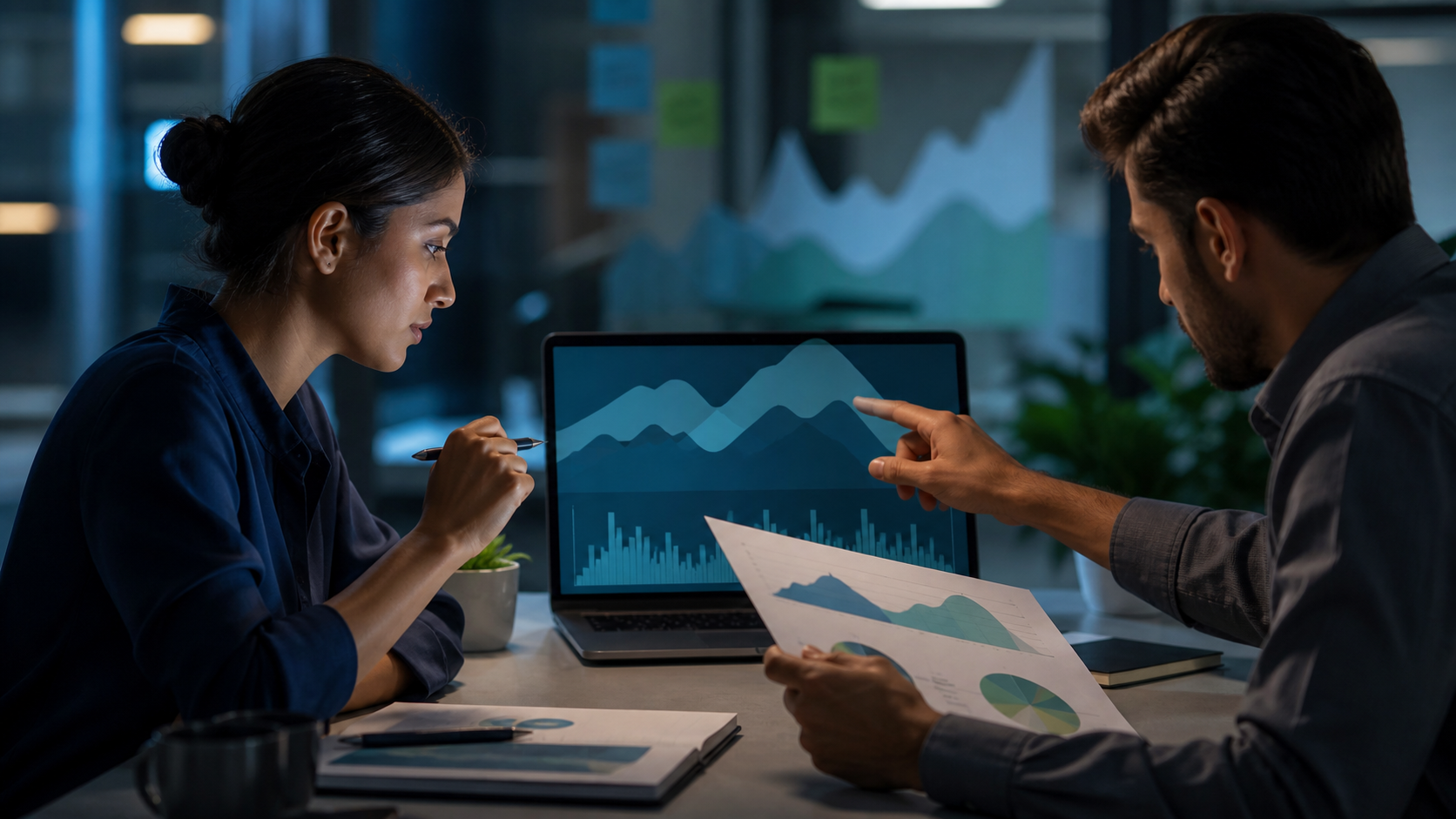 Consultor revisando uma ideia de anúncio digital