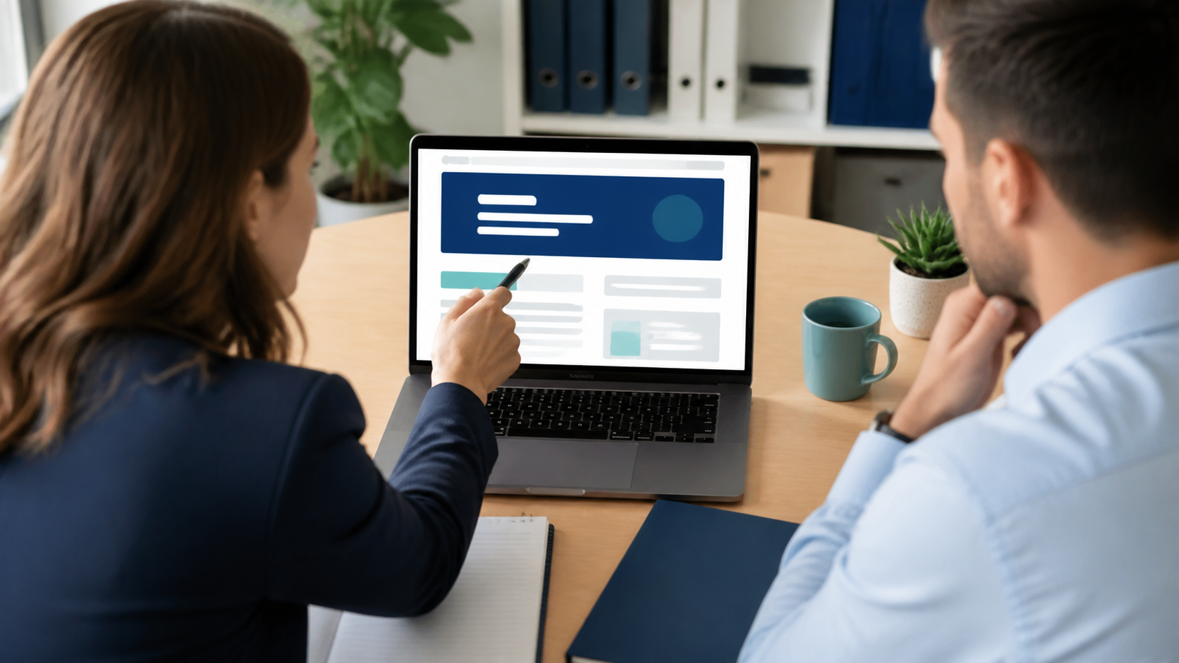 Time de consultoria ajustando uma estratégia de anúncios