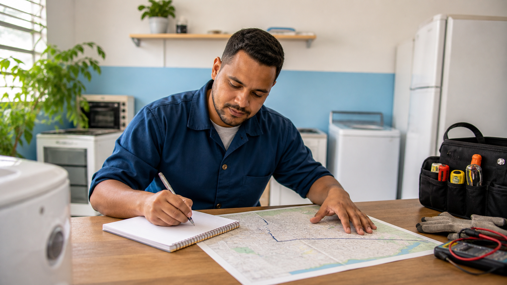 Cliente e área de atendimento de uma assistência técnica
