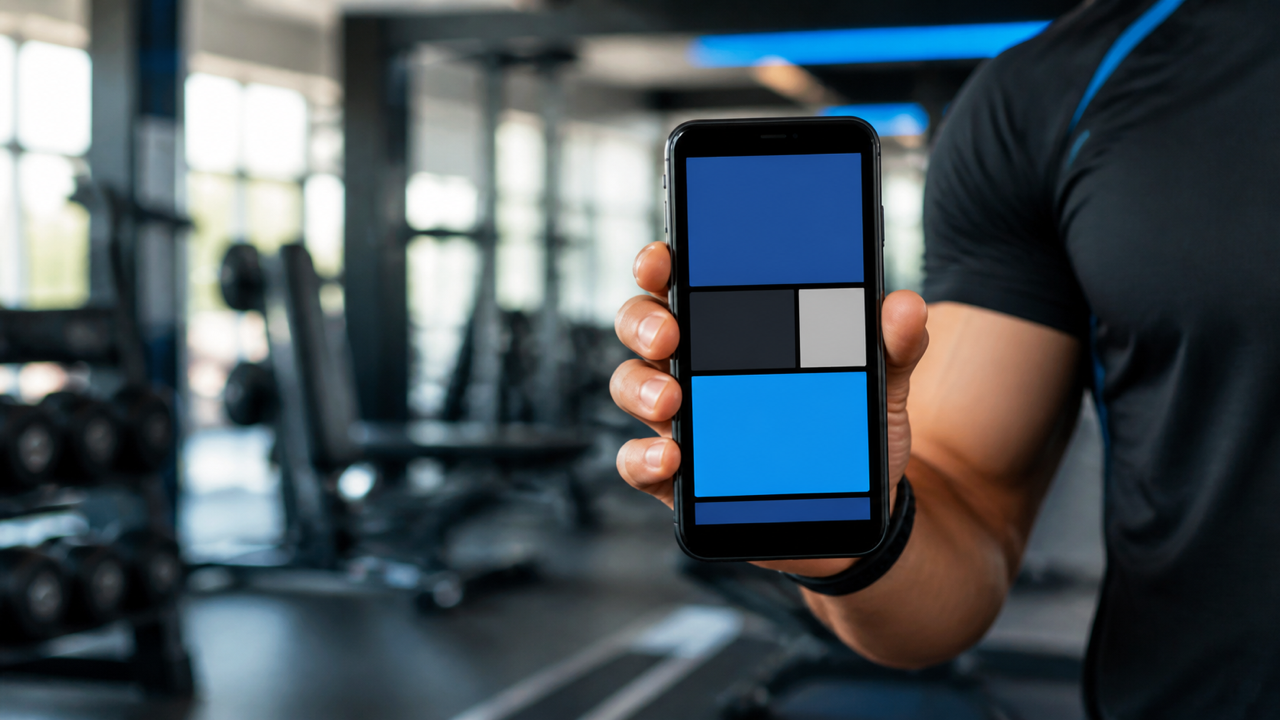 Celular com anúncio de academia