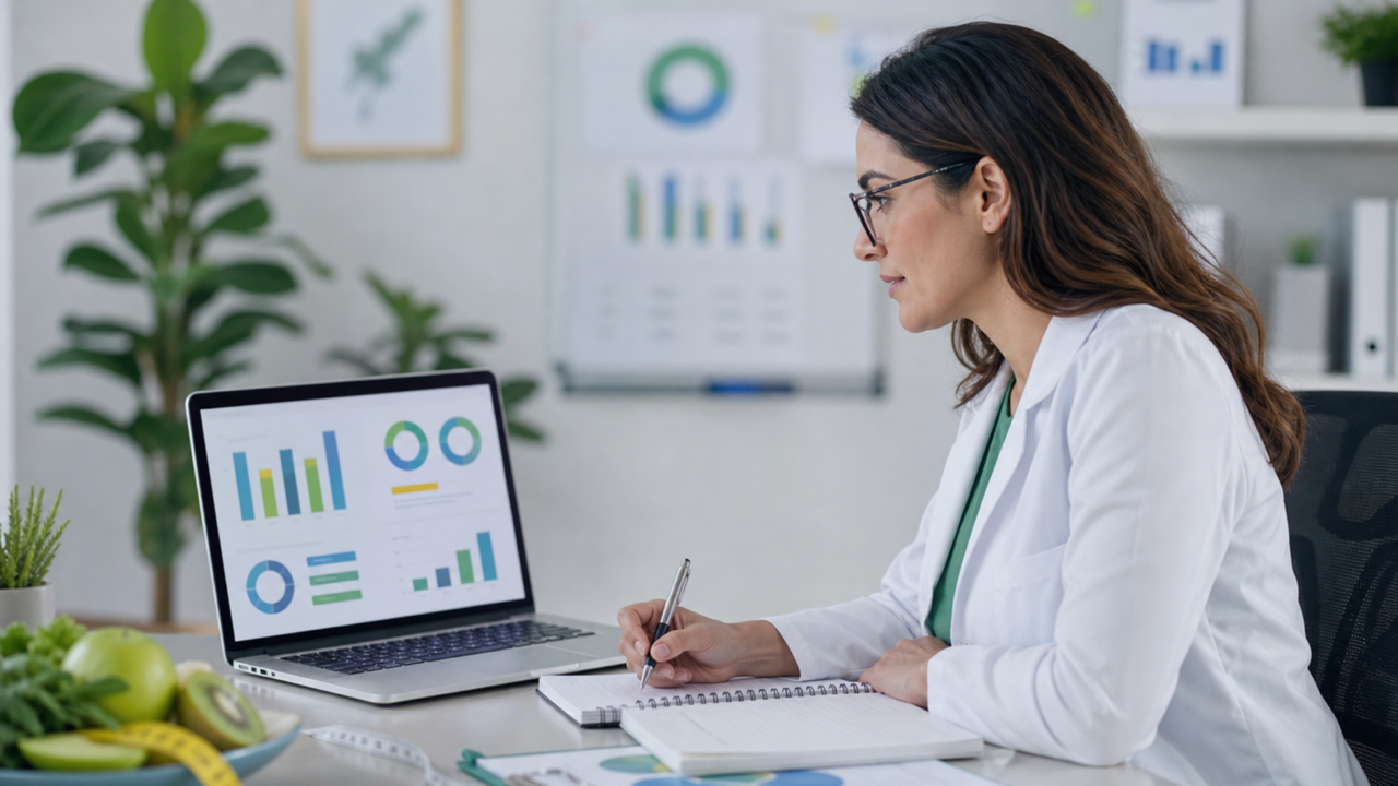Equipe criando anúncios para uma nutricionista