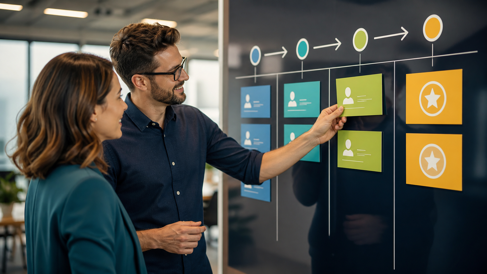 Equipe comercial acompanhando oportunidades no funil de vendas