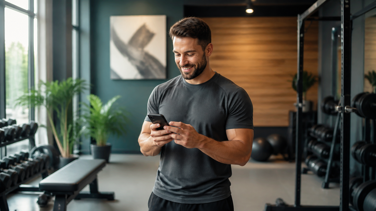 Personal trainer respondendo contato de cliente