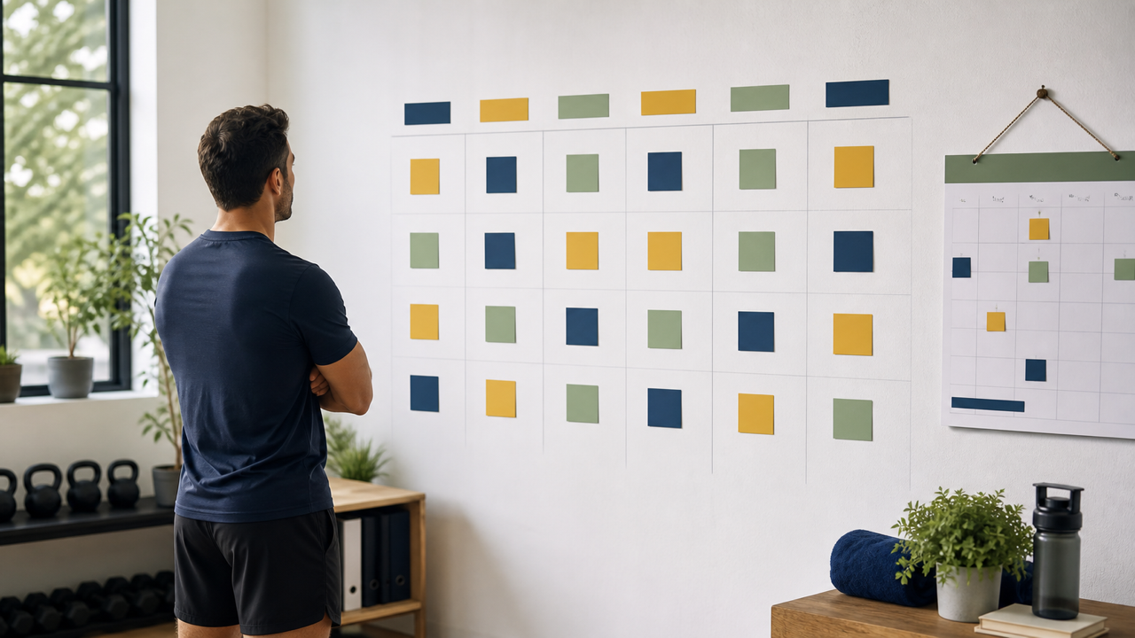 Personal trainer organizando plano de treino