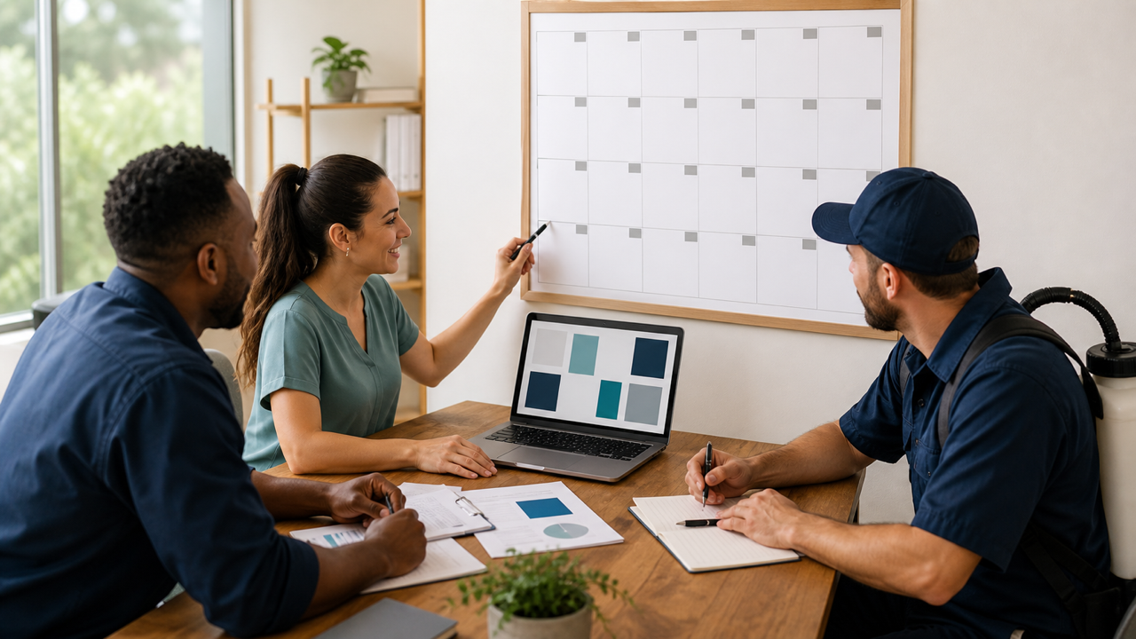 Equipe planejando uma rotina de crescimento comercial