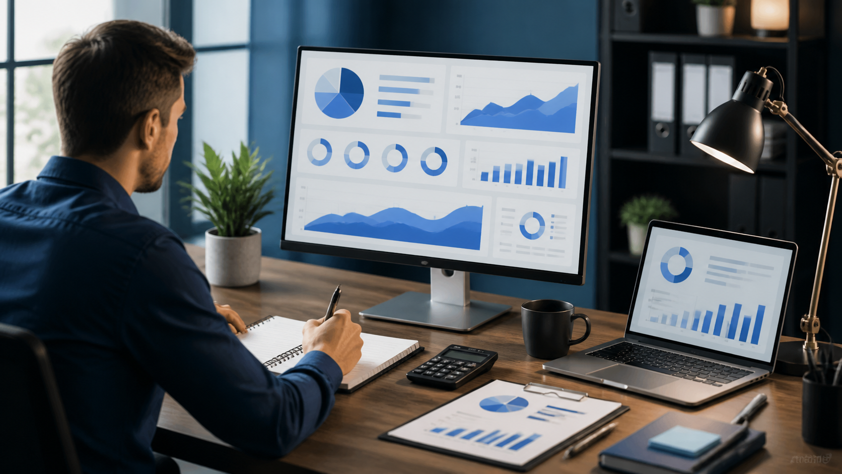 Profissional analisando métricas de campanhas digitais