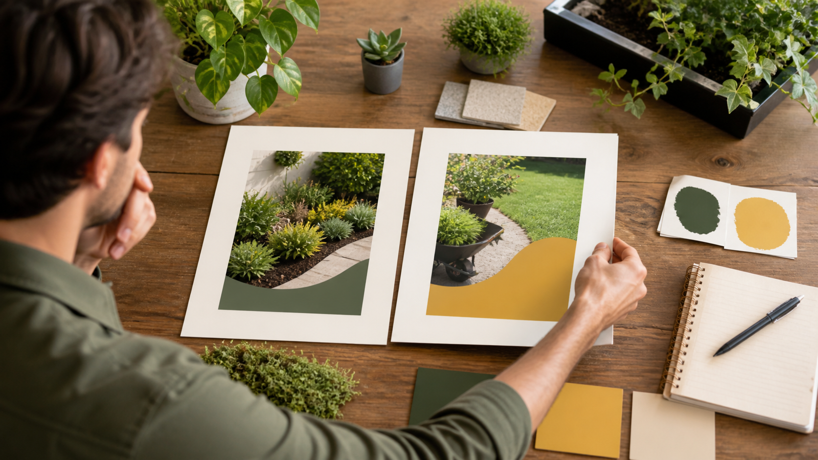 Comparação de criativos para anúncio de jardinagem