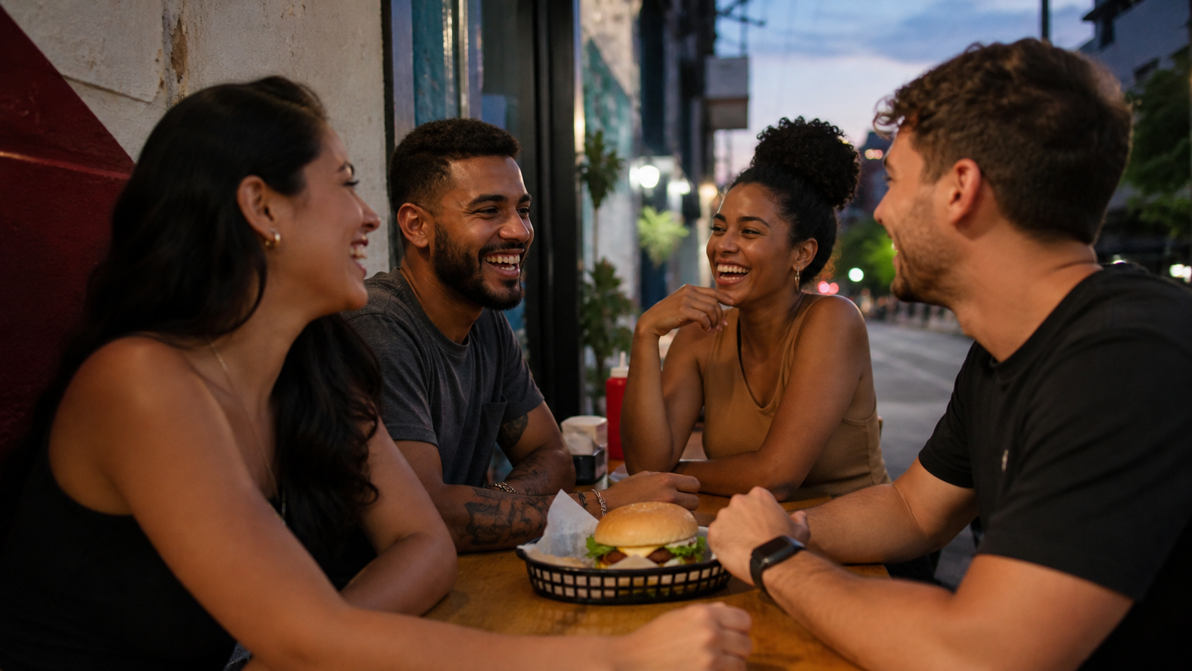 Público local em uma hamburgueria