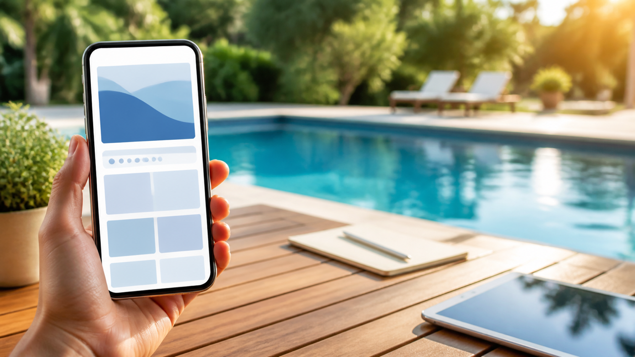Anúncio digital para piscina em celular
