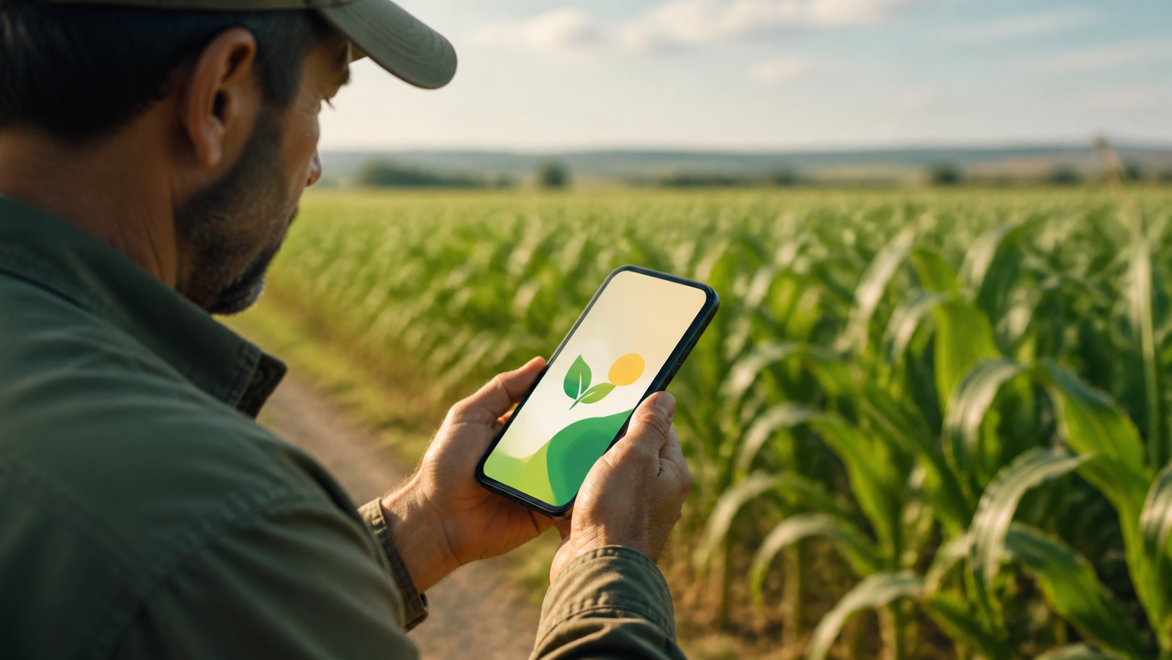 Criativo de anúncio agrícola em dispositivo móvel