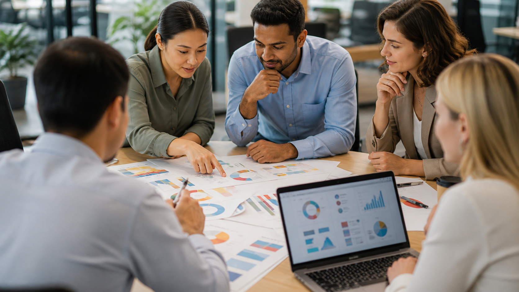Equipe analisando uma estratégia de anúncios em conjunto