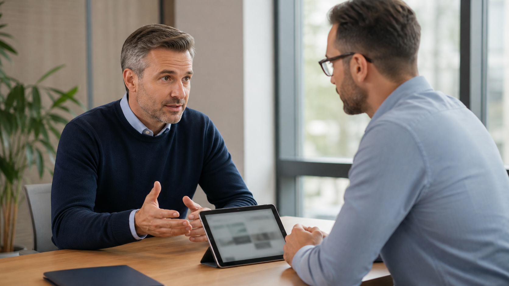 Conversa profissional sobre anúncios e confiança