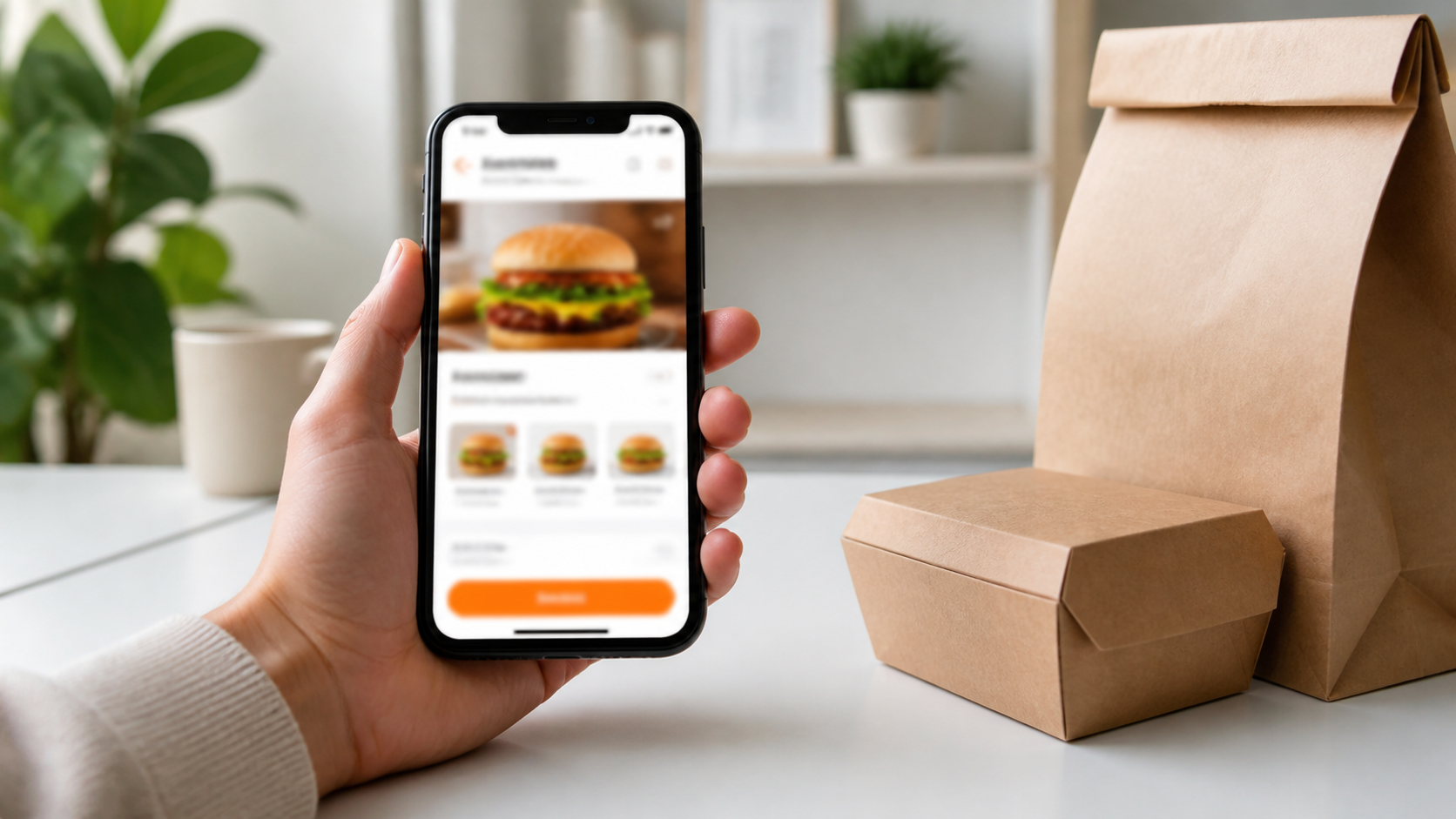 Pedido online de hambúrguer pelo celular