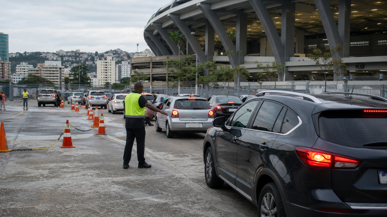 Frota de carros de aluguel pronta para atender clientes no aeroporto
