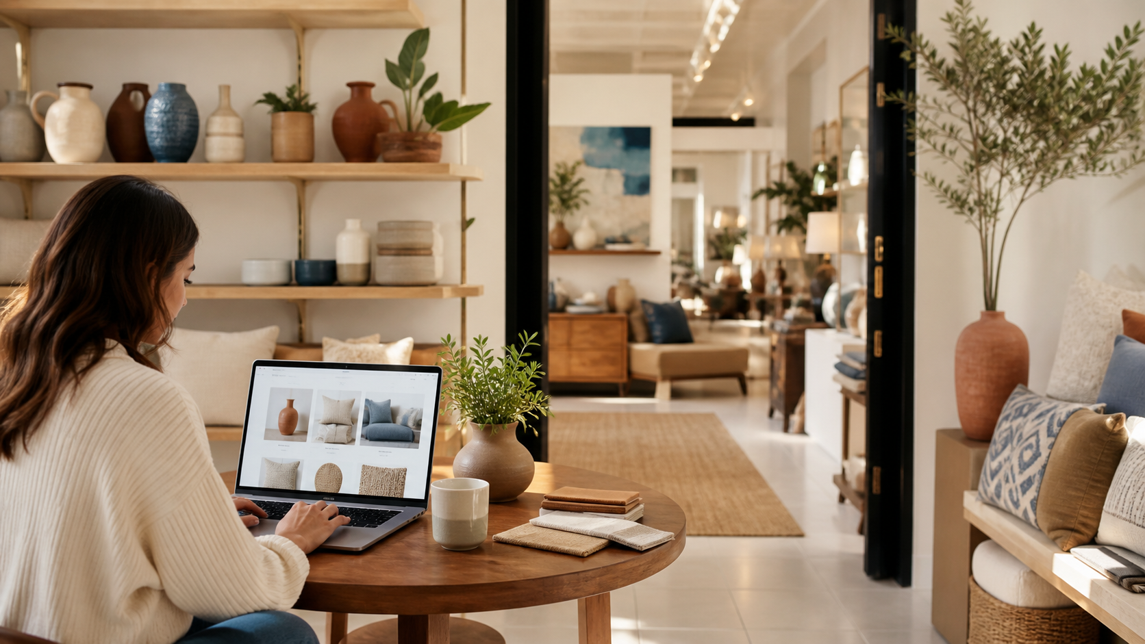 Jornada de compra em uma loja de decoração