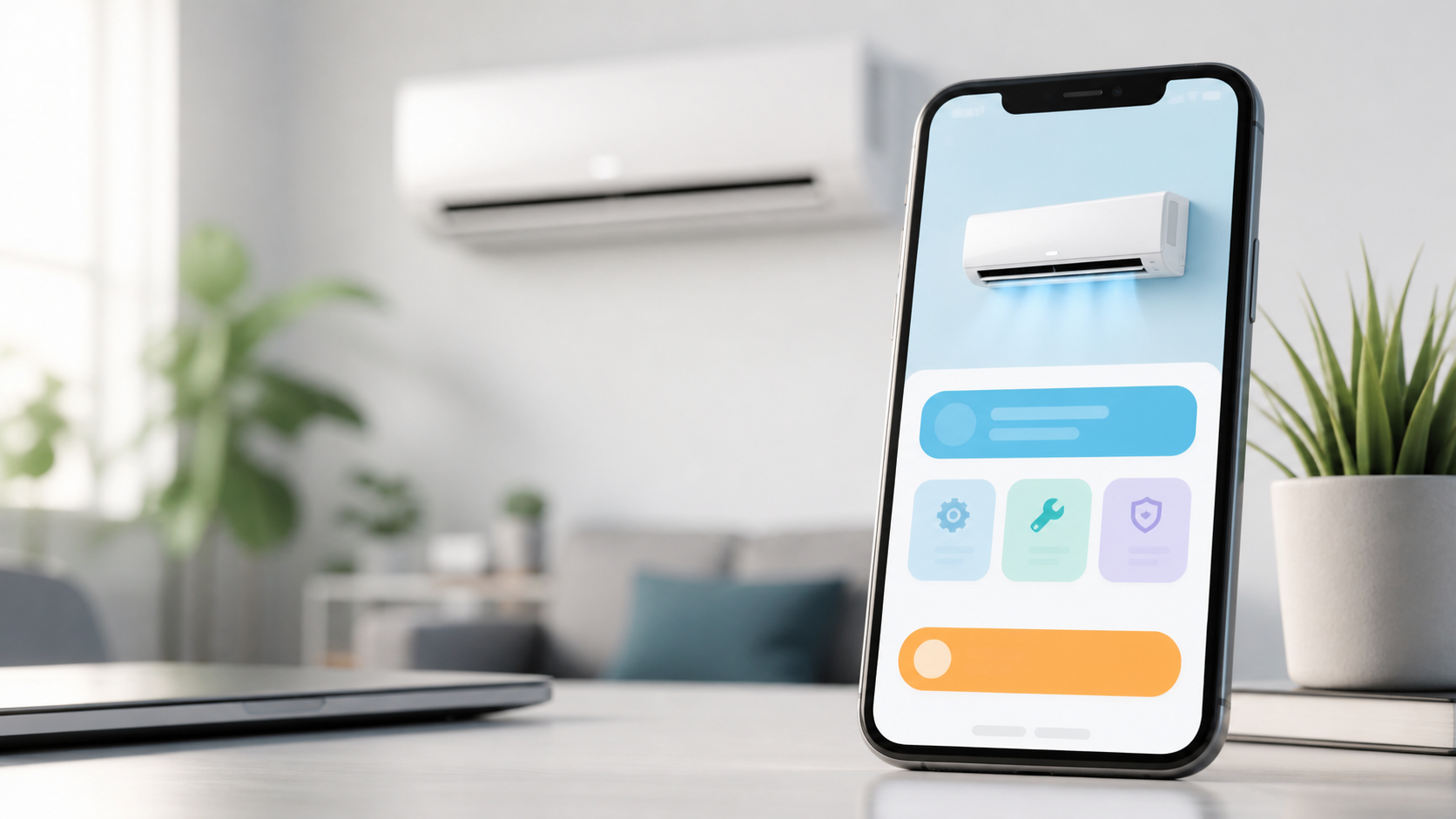 Página de atendimento para serviço de ar-condicionado no celular
