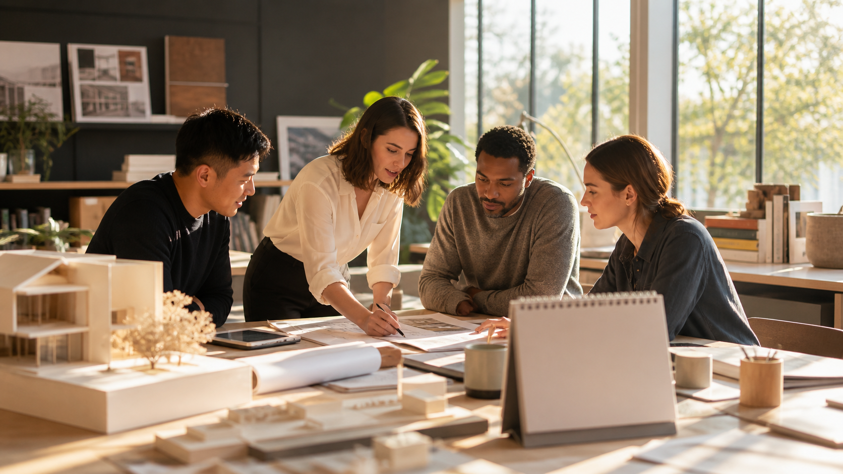 Equipe de arquitetura planejando o próximo ciclo de campanhas
