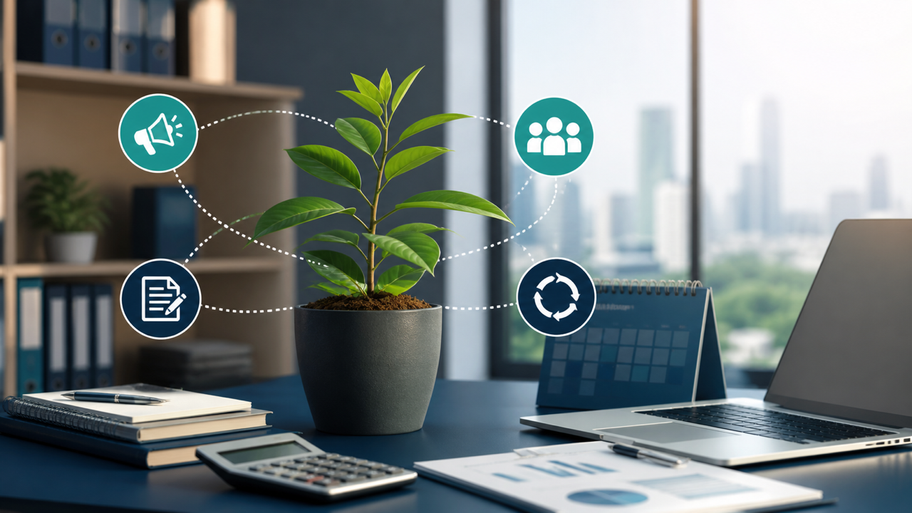 Plano de crescimento sustentável para um escritório de contabilidade