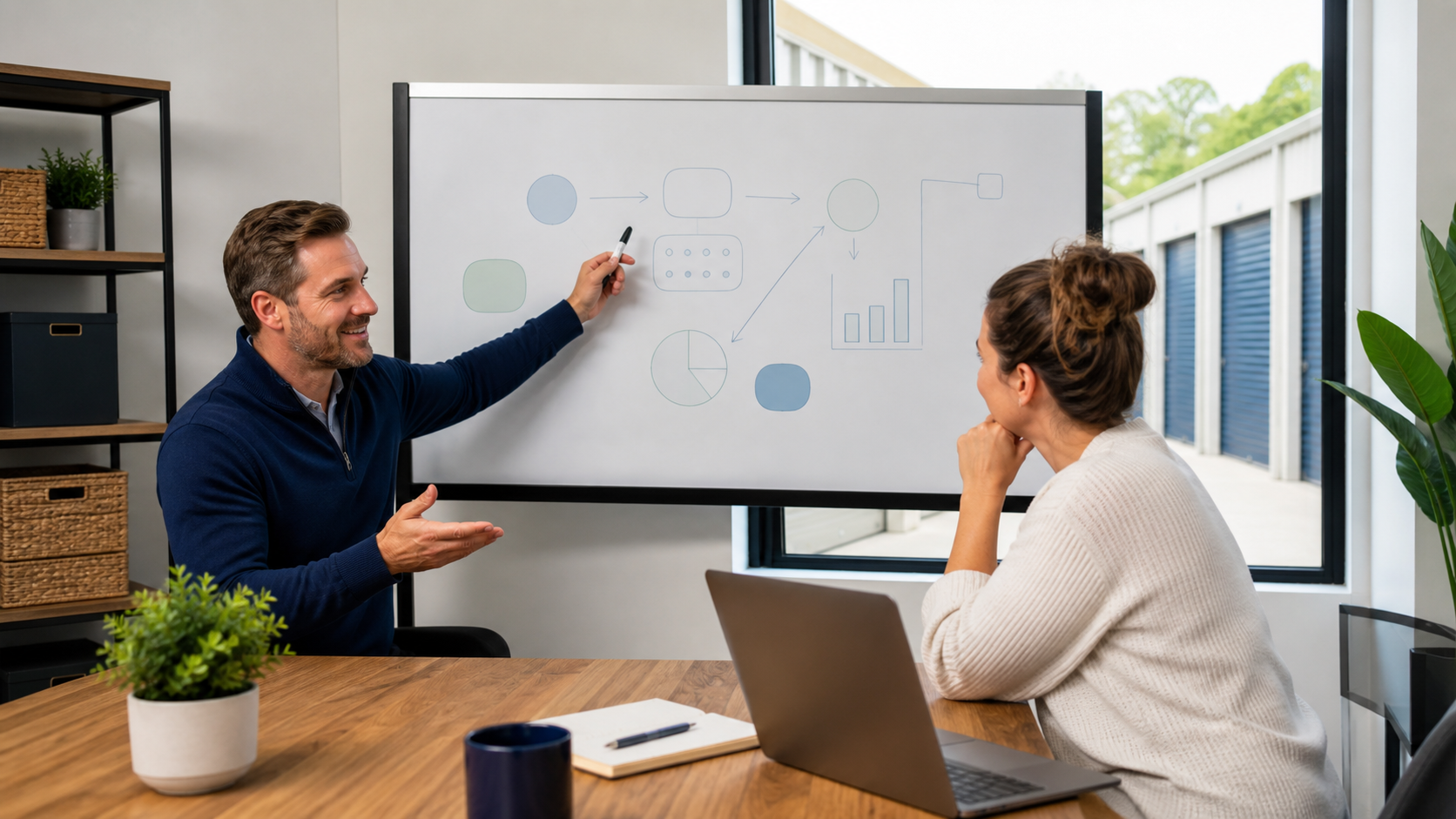 Cliente aprendendo sobre anúncios para self storage