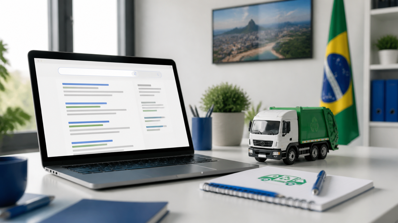 Conceito de anúncio de pesquisa para uma empresa de coleta de resíduos