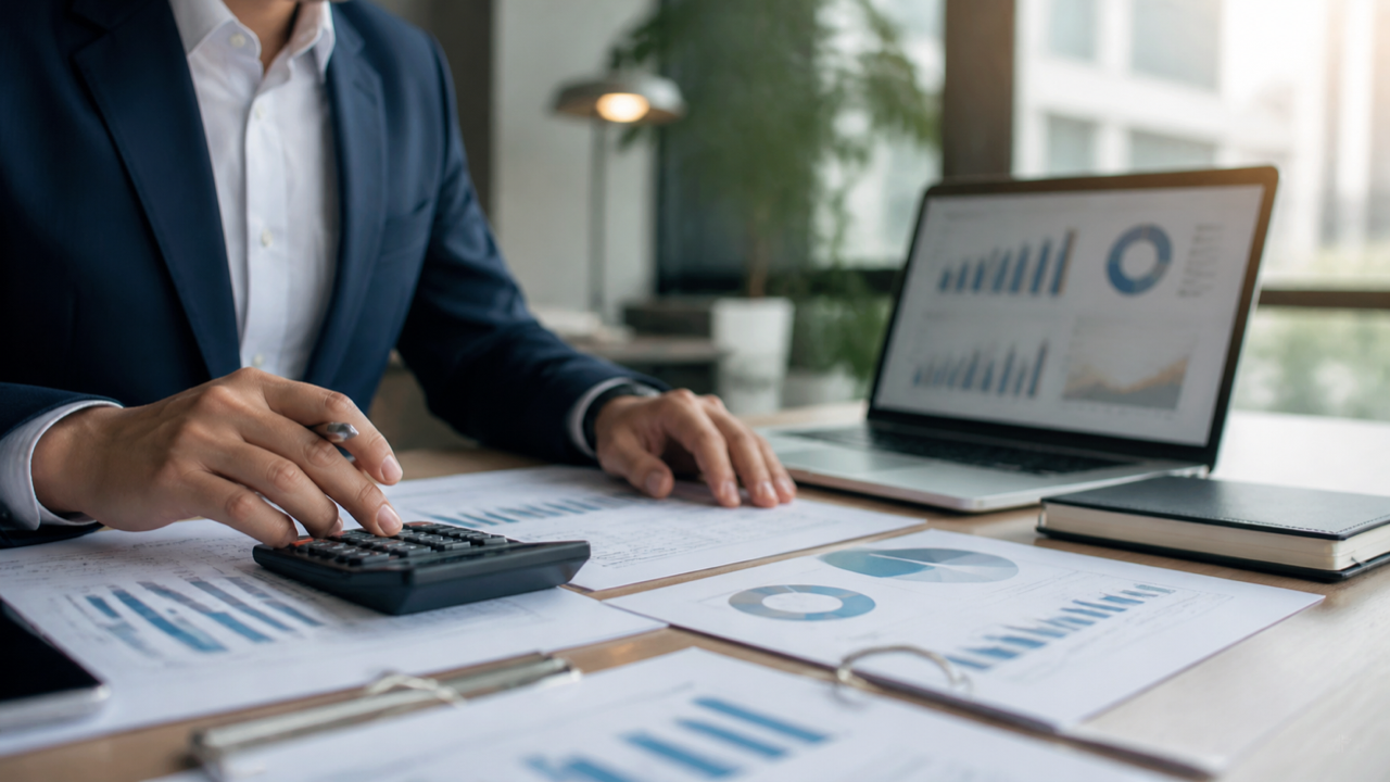 Profissional analisando investimento e retorno em gráficos