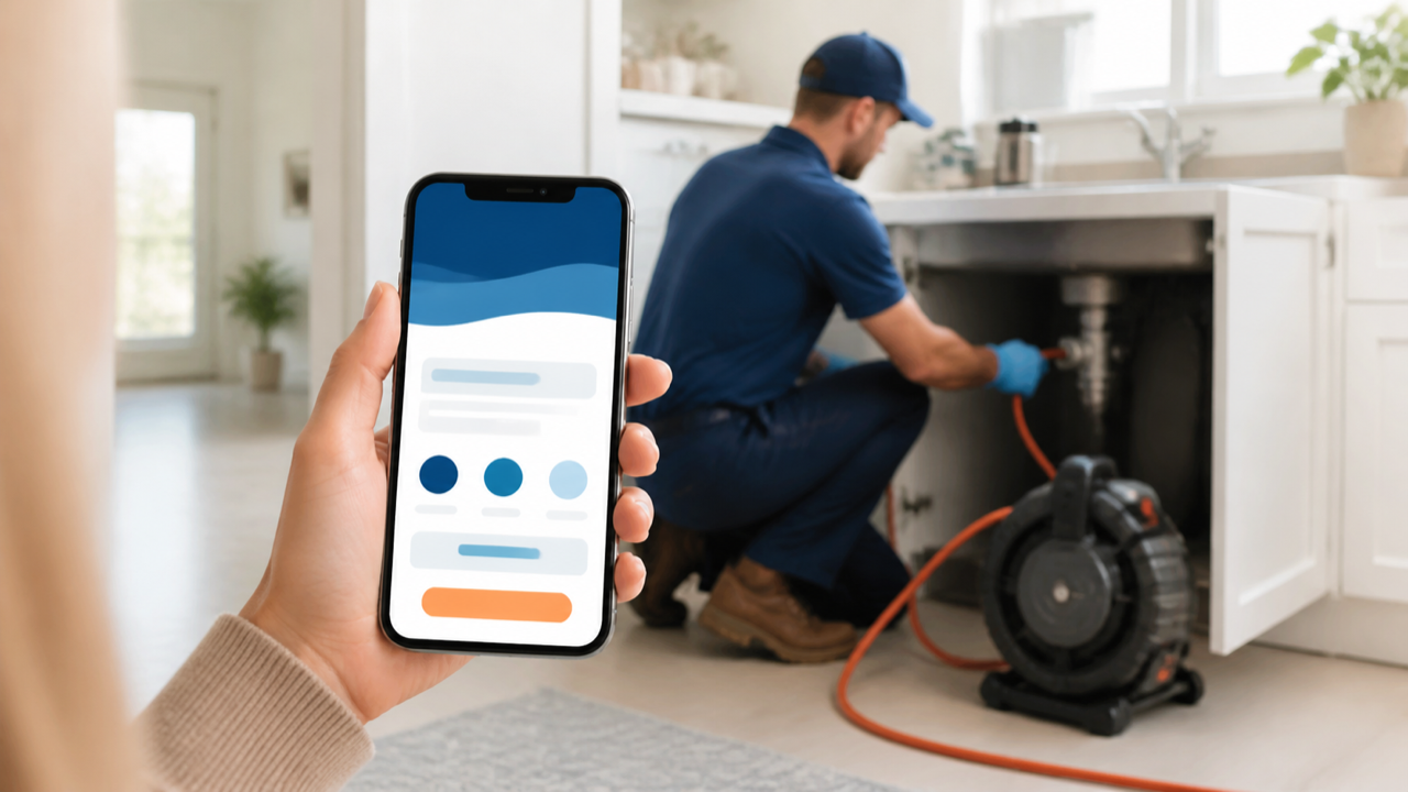 Página de contato de uma empresa de desentupimento no celular