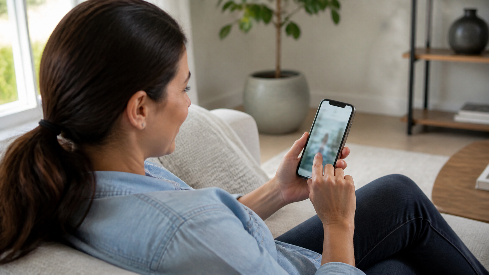 Paciente usando celular para solicitar avaliação ortodôntica