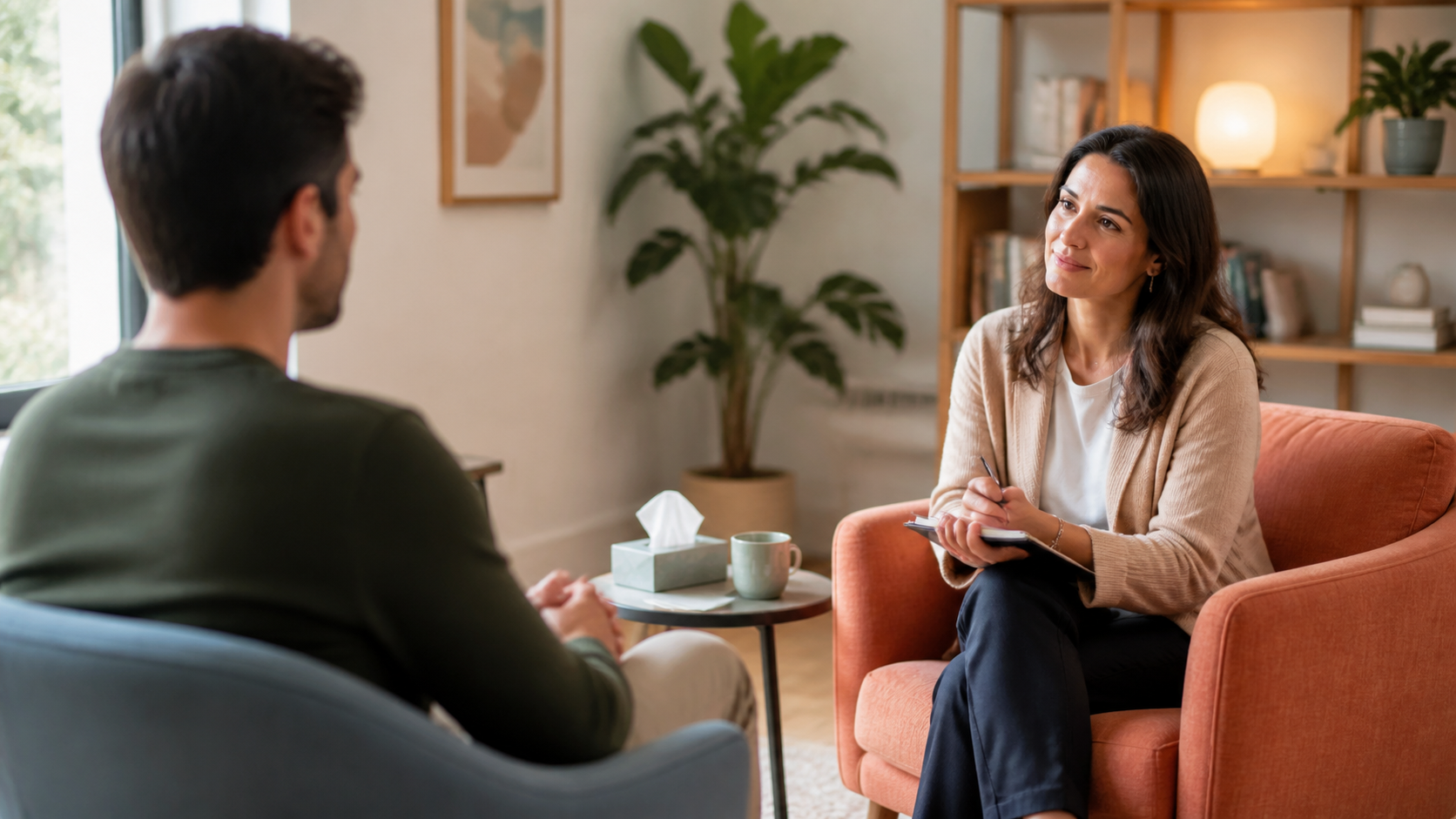 Conversa acolhedora em ambiente de atendimento