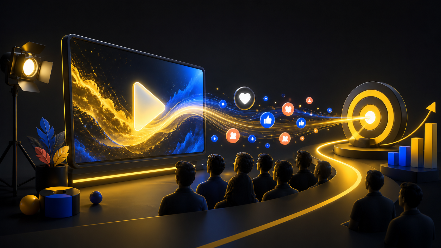 Ilustração de YouTube Ads transformando atenção em oportunidades