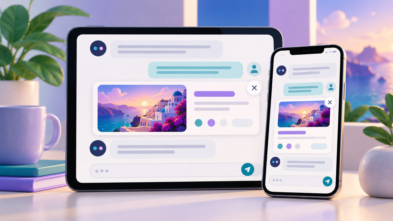 Experiência de conversa digital com área visual de anúncio identificada